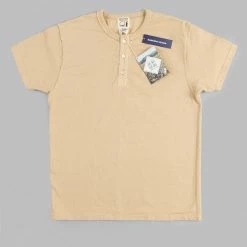 NEW ARRIVALS Samurai Jeans SJST-SC02 Japanese Cotton Henley T-Shirt Kuri