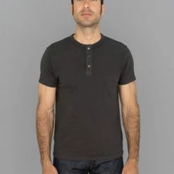 Samurai Jeans SJST-SC02 Japanese Cotton Henley T-Shirt Kuromane NEW ARRIVALS
