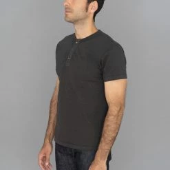Samurai Jeans SJST-SC02 Japanese Cotton Henley T-Shirt Kuromane NEW ARRIVALS