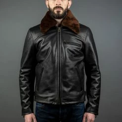 Shangri-La Heritage "Varenne" Fur Collar Black Leather Jacket