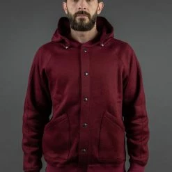 Stevenson Overall Co. Detachable Hooded Athletic Jacket Burgundy