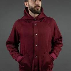 Stevenson Overall Co. Detachable Hooded Athletic Jacket Burgundy
