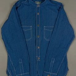 STUDIO D´ARTISAN Studio D'Artisan Indigo Wabash Band Collar Shirt