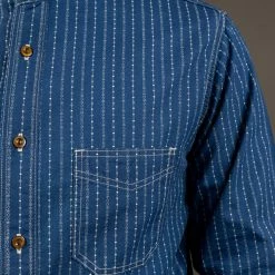 STUDIO D´ARTISAN Studio D'Artisan Indigo Wabash Band Collar Shirt