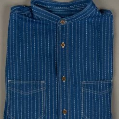 STUDIO D´ARTISAN Studio D'Artisan Indigo Wabash Band Collar Shirt