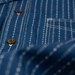 STUDIO D´ARTISAN Studio D'Artisan Indigo Wabash Band Collar Shirt