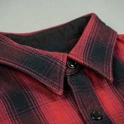 The Flat Head Ombré Flannel Shirt Red