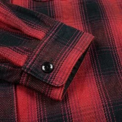 The Flat Head Ombré Flannel Shirt Red