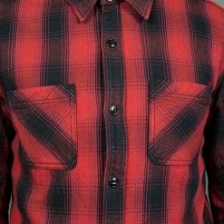 The Flat Head Ombré Flannel Shirt Red