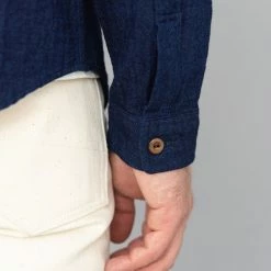 UES Indigo Band Collar Shirt