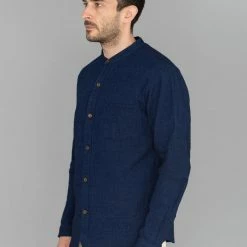 UES Indigo Band Collar Shirt